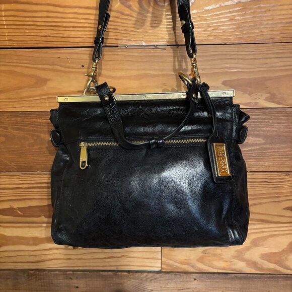 Badgley Mischka Black Leather Handbag - Picture 2 of 10